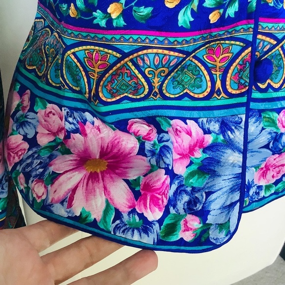 Vintage Adrianna Pappell New York 100% Silk Floral Blazer Jacket Size 10 - Picture 8 of 16